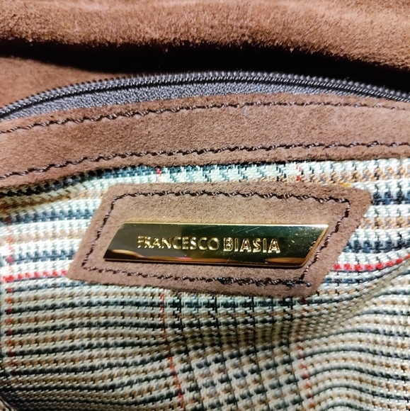 Gorgeous croc embossed leather suede shoulder bag brown - Picture 16 of 16